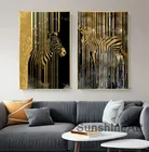 Абстрактная фотография, Золотая Зебра в гостиной, современные скандинавские холщовые постеры и принты, настенные художественные картины для домашнего декора