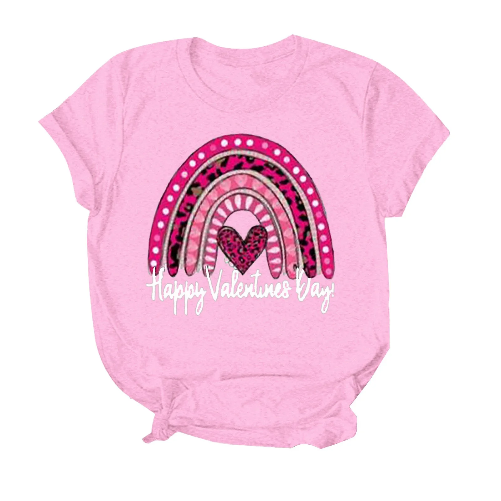 

Рубашки для мам, женская рубашка, милый топ с круглым вырезом и мультяшным принтом Love, блузка с короткими рукавами для Дня Святого Валентина,...