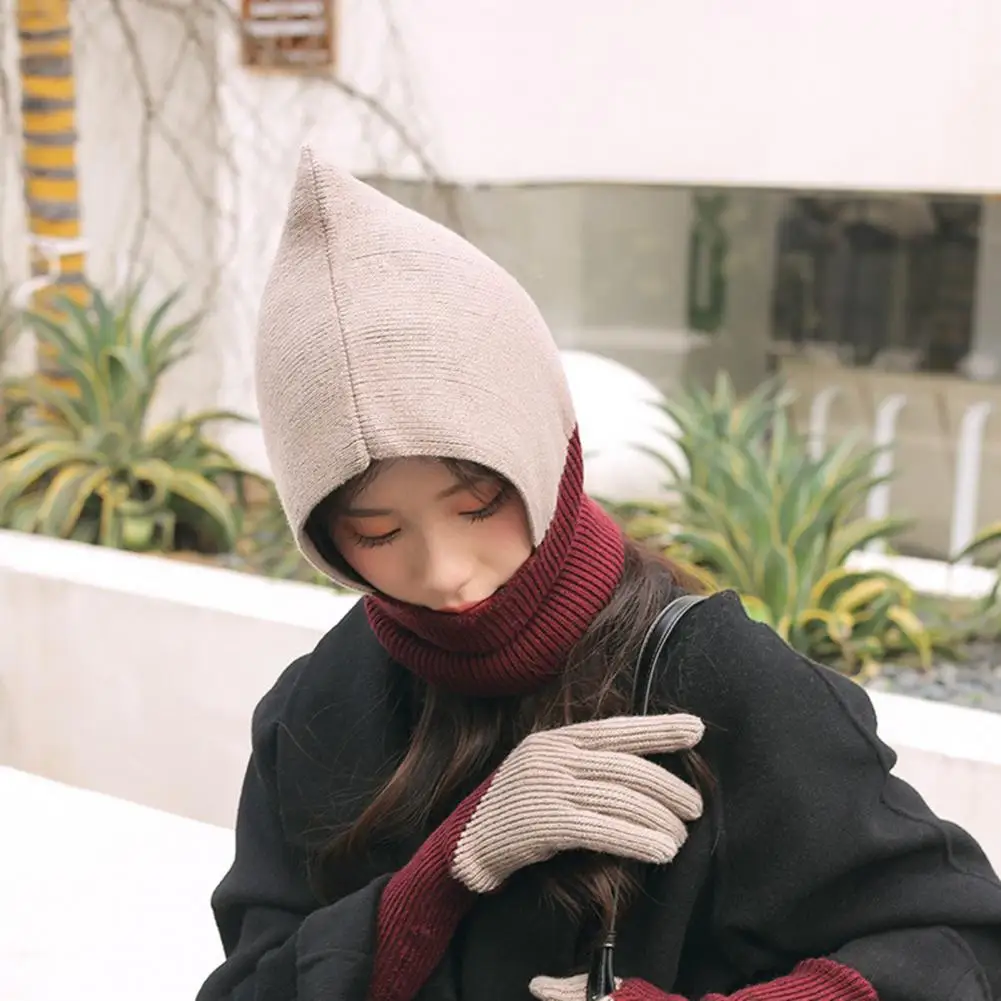 Женский шарф-балаклава стильный конусный топ женский ветрозащитный с ушками для