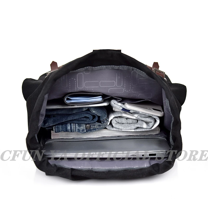 CFUN YA Summer Trend Teen School Bag Backpack For Girls Boy College Bookbags Middle Student Schoolbag Large Black Canvas Bagpack