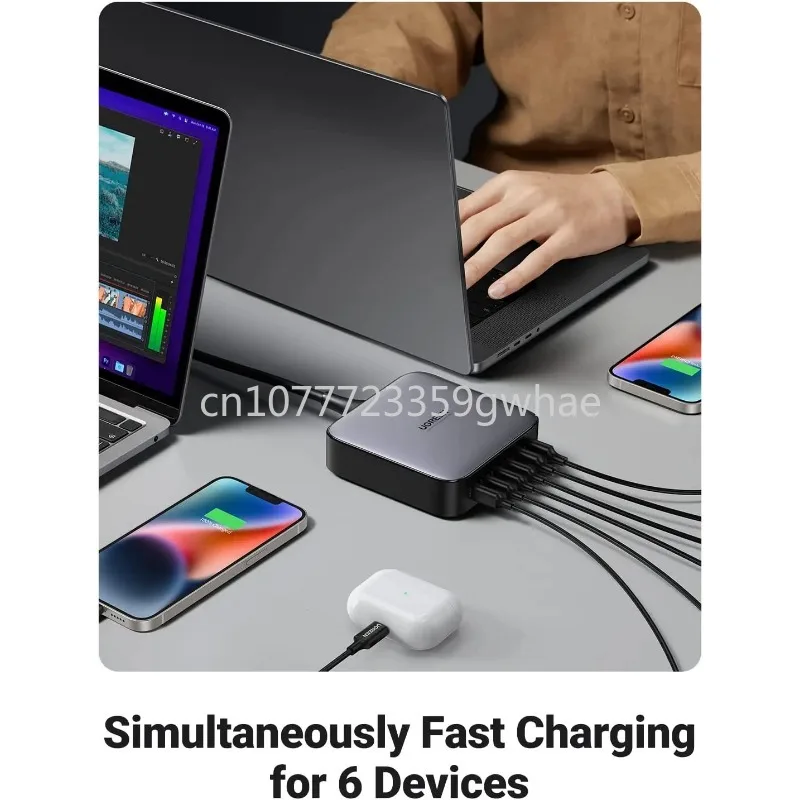 Настольное зарядное устройство Nexode USB C 6-портовое быстрое GaN PD 3-футовый зарядный