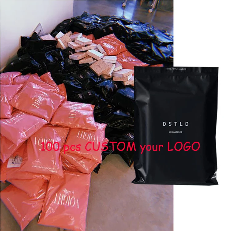 Private Label Eco Friendly Sustainable Tshirt Clothes Packaging Mailing Bag Custom Logo Matte Black Biodegradable Poly Mailer