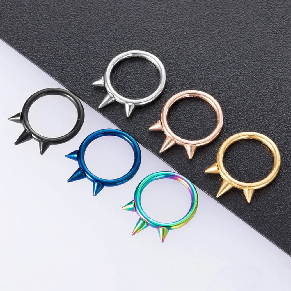 

OIMG 2pcs Septum Piercing Clicker Hinged Segment Ring Stainless Steel Helix Daith Rook Conch Tragus Cartilage Earring Nose Rings