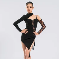 New Latin Dance Dress Girls Long Sleeve Salsa Clothing Ballroom Practice Wear Stage Performance Costume Modern Clothing DL9697