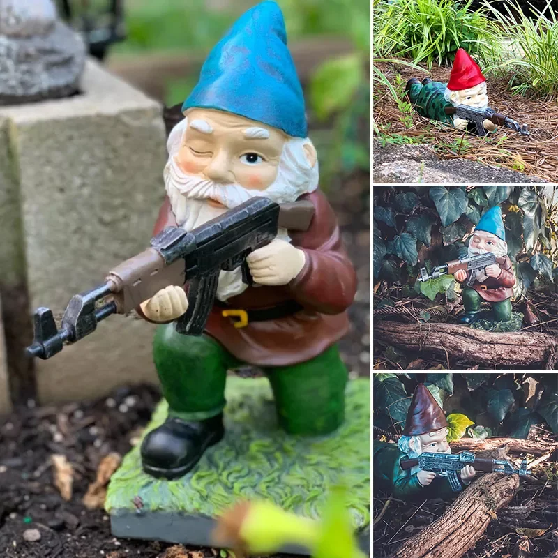 

Realistic Funny Army Resin Crafts Display Mold Simulation Funny Gnome Miniature Dwarf Figurine Statue Gardening Decor for Garden