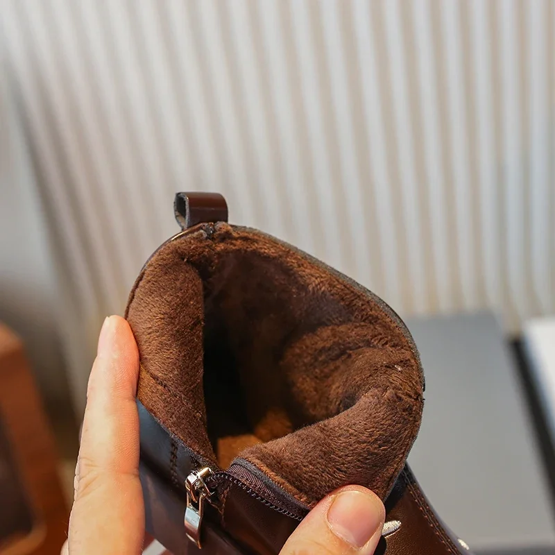 Zapatos Niña Детские ботильоны с круглым носком новые зимние плюшевые хлопковые