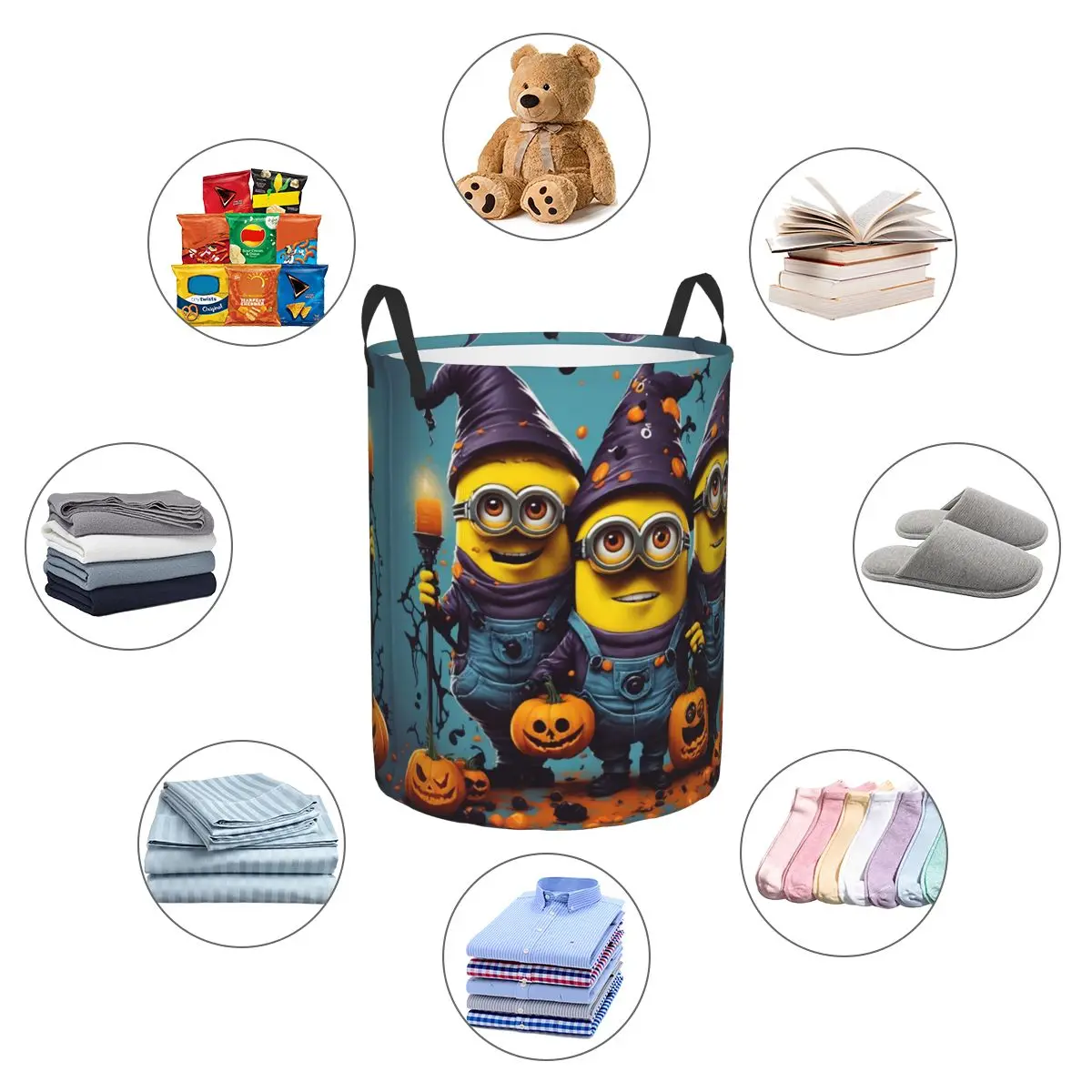 Корзина для белья на заказ Хэллоуин с миньонами