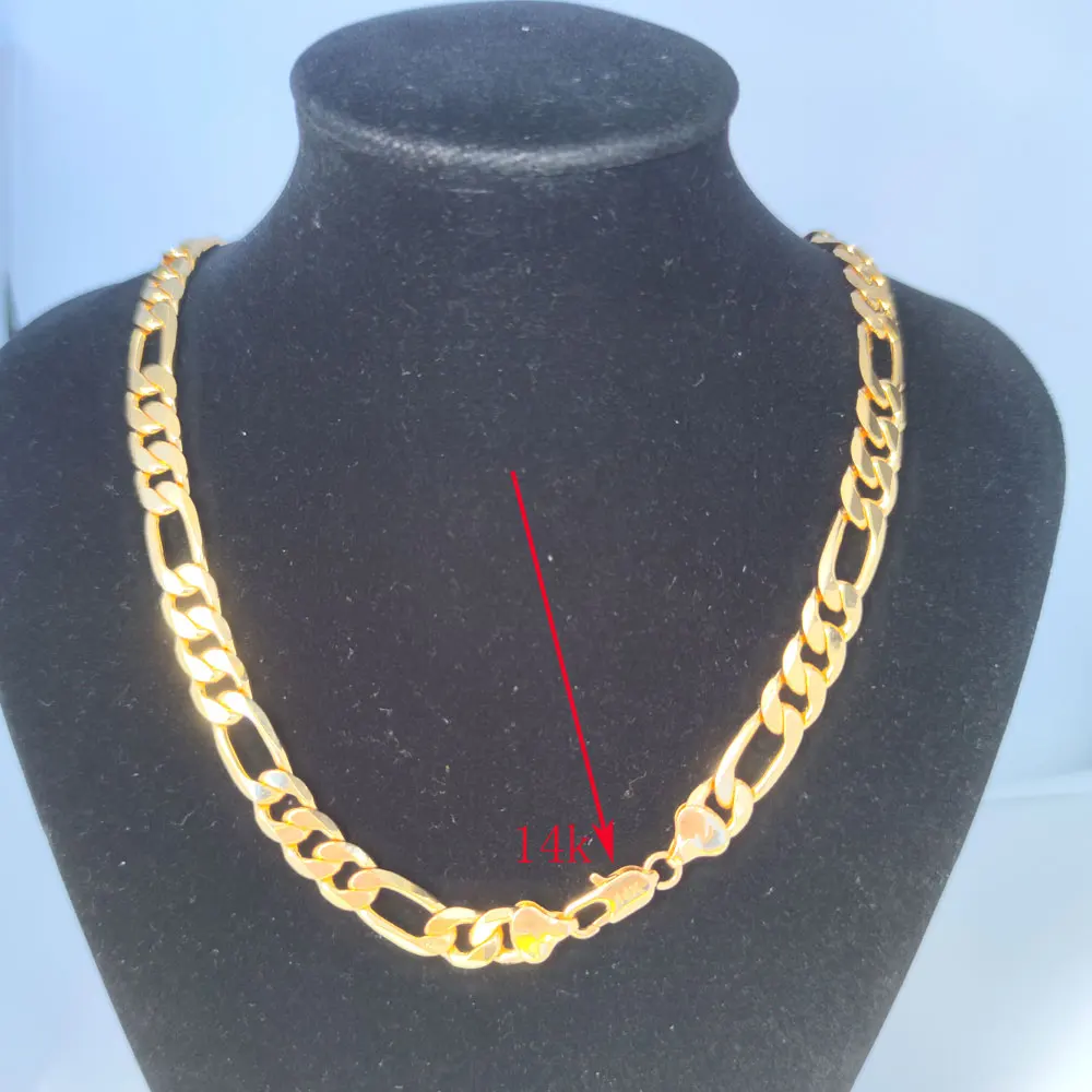 

Мужское ожерелье из итальянского плетения «Фигаро», 10 мм, желтое золото, 14 к, GF 21icnh