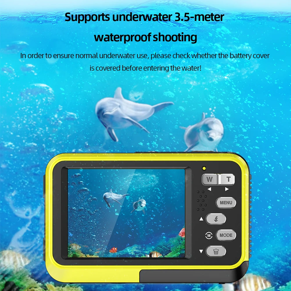 

Водонепроницаемая подводная видеокамера с автофокусом 2,7 K 48 МП подводная видеокамера для селфи с двумя экранами для подводного плавания