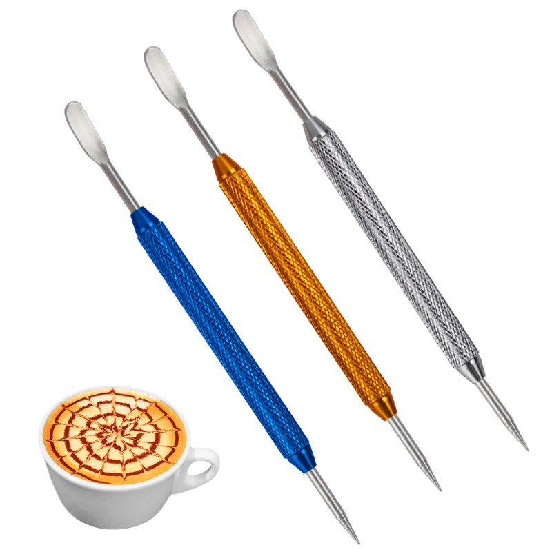 

Stainless Steel Coffee Latte Needle Color Carved Stick Coffee Framing Needle Fancy Milk Foam Pattern Outline Tool