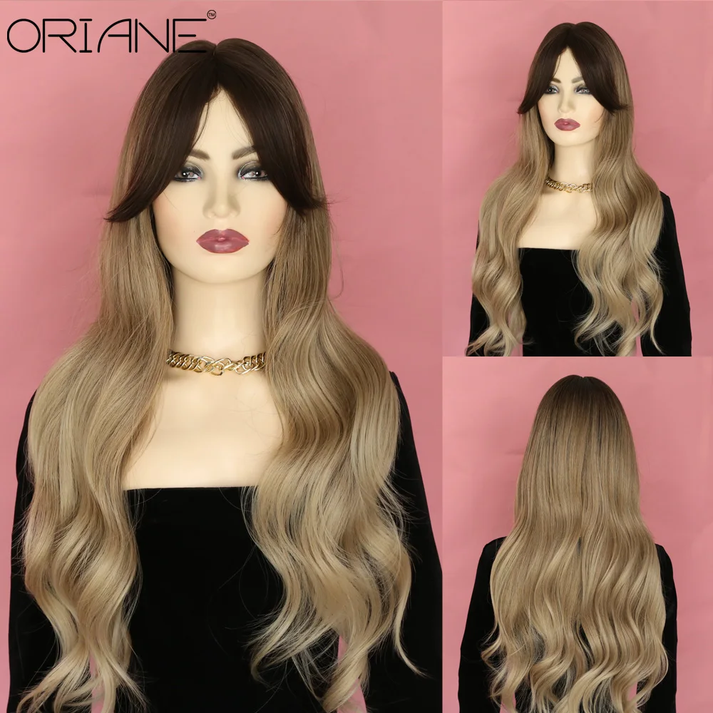 

Парики ORIANE для девочек, Длинные Синтетические светлые волнистые волосы с эффектом омбре средней длины, для косплея Лолиты, из термостойкого...