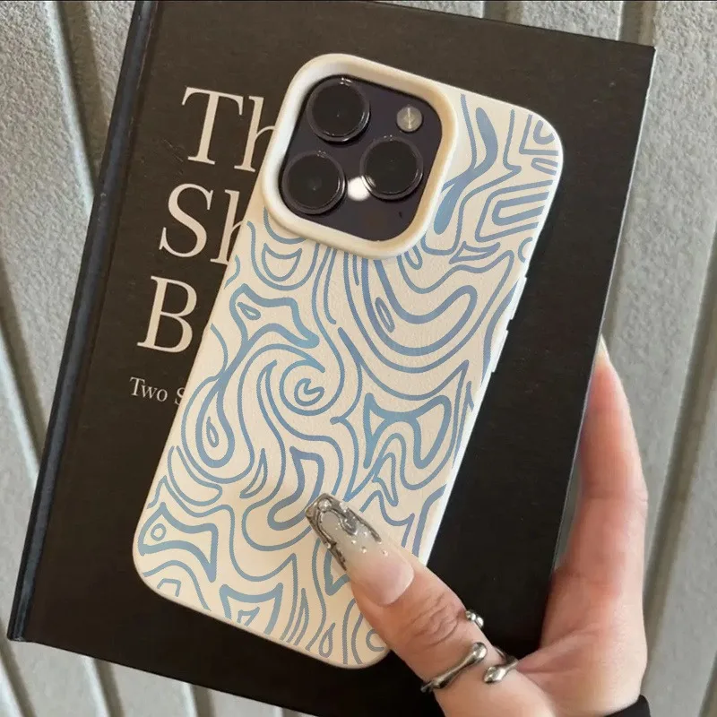 Фото Модный мягкий чехол для iPhone с синим линейным узором: для моделей 17 Air, XS Max, XS, XR, X, 17 Pro Max, 16, 15, 14, 11 Pro Max, 13, 12 №2