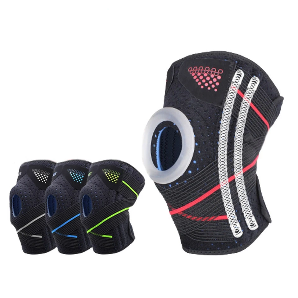 

1 Pair Sport Knee Pads Cycling Knee Brace Compression Springs Support Knee Protector Gym mtb Arthritis Work Knee Guard