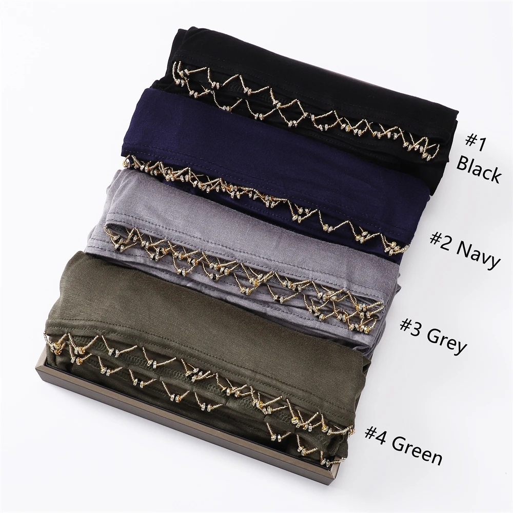 Хиджабы из хлопка и лайкры премиум-класса для женщин головные уборы с бисером