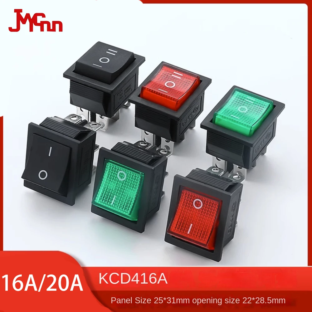 

5pcs KCD4 Rocker Switch ON-OFF 2 Position 4 /6 Pins Electrical Equipment with Light Power Switch Switch Cap 16A 250VAC/ 20A 125V