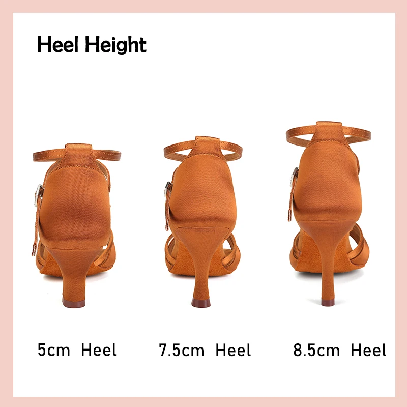 DKZSYIM Women Latin Dance Shoes High Heel Silk Dance Shoes lady New Dance Shoes heeled 5-8.5cm Girls Salsa Ballroom Shoes