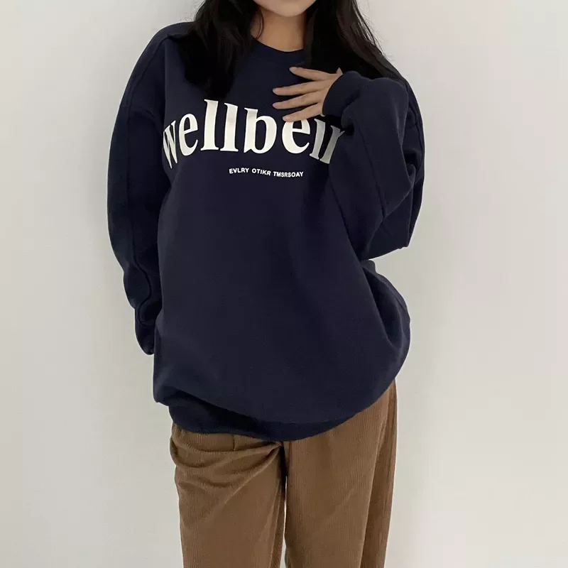 

Свитшот женский с надписью, винтажный пуловер с длинным рукавом и карманами, Свободный Топ для отдыха, модная весенняя уличная одежда