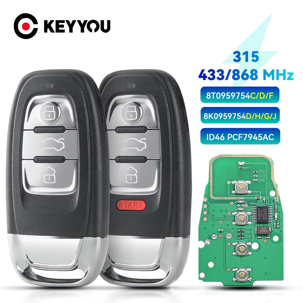 KEYYOU умный дистанционный ключ 315 МГц/433 МГц/868 МГц для Audi Q5 A4 A4L A5 A6 A7 A8 RS4 RS5 S4 S5