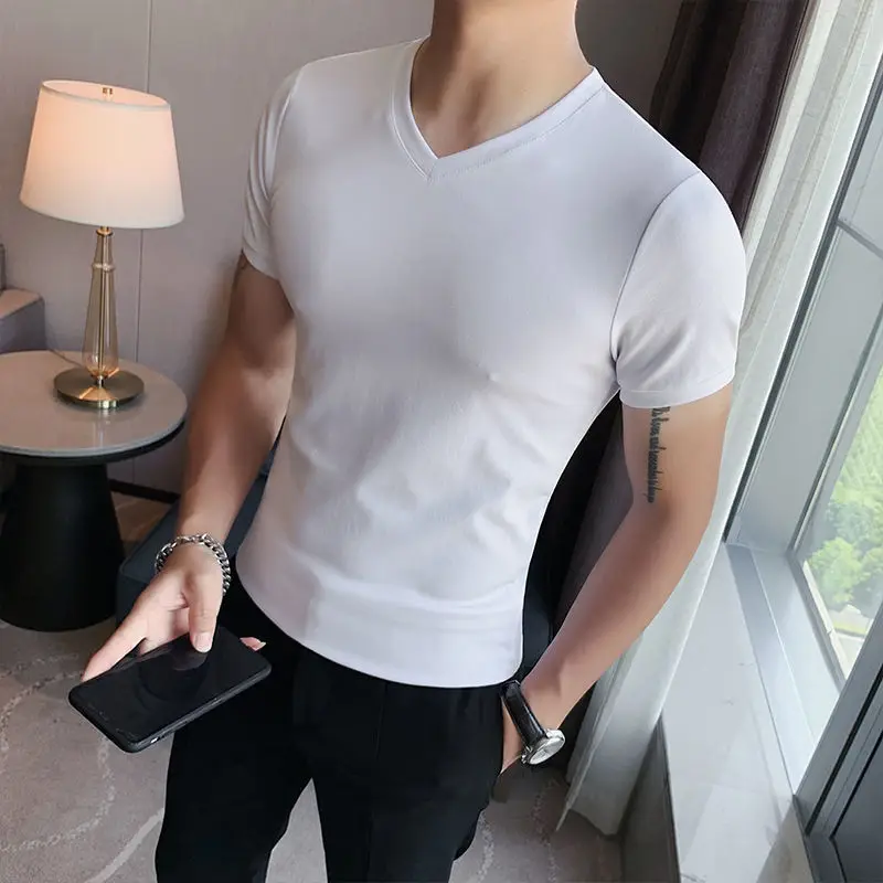 

2022 Summer Fashion T Shirt Men Short Sleeve Solid Color T-Shirts Slim Fit Streetwear Mens O-neck Casual Tee Shirt Homme O70