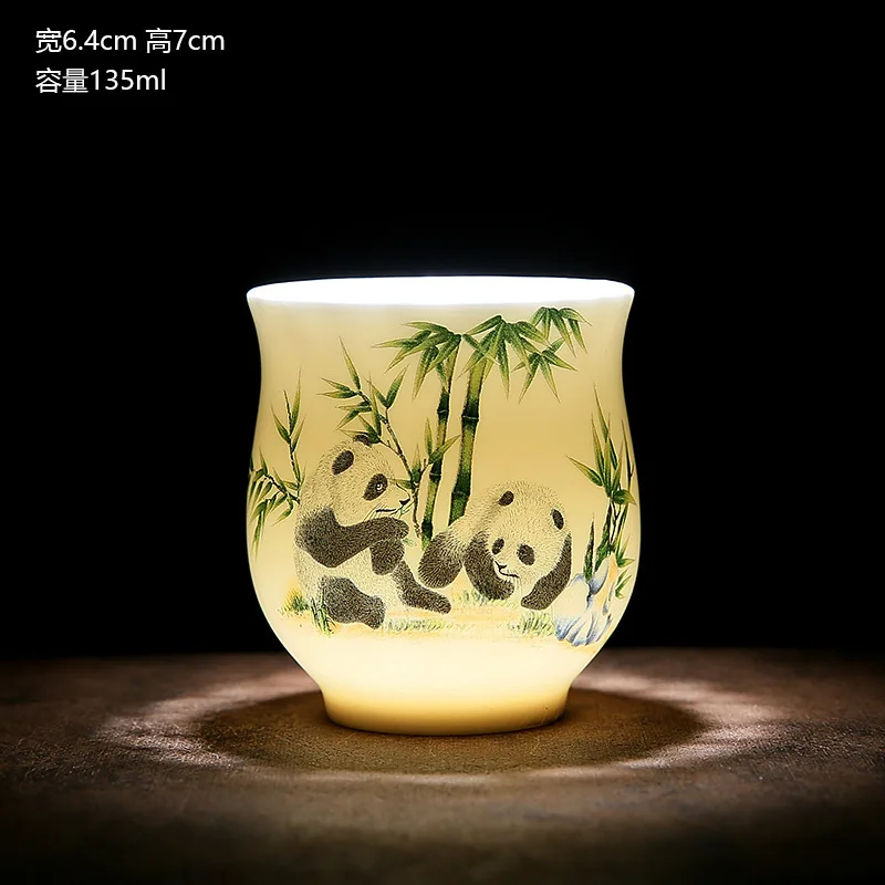 Фото Panda Fat Jade Master Cup Китайский стиль Чайная чашка Легкая роскошная ретро большая дегустационная чашка Домашний бизнес-подарок Чайная чашка №1