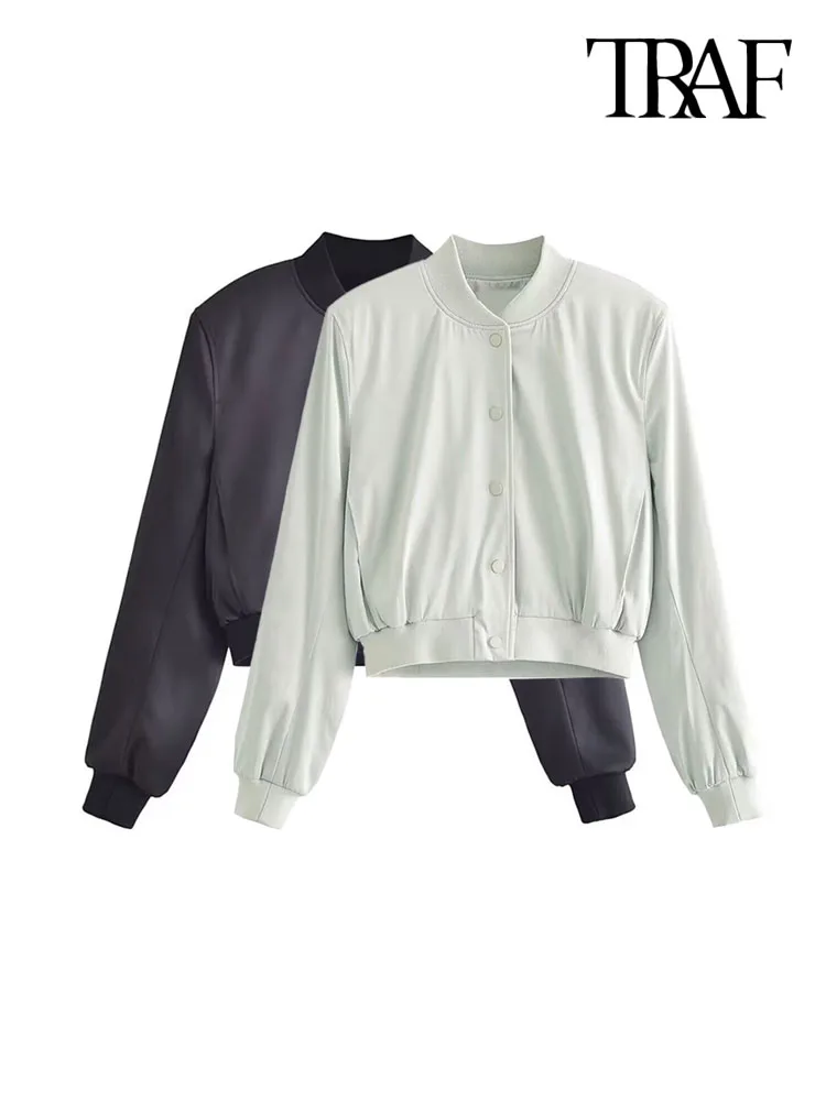 

Куртка-бомбер Женская атласная с карманами, длинным рукавом и пуговицами