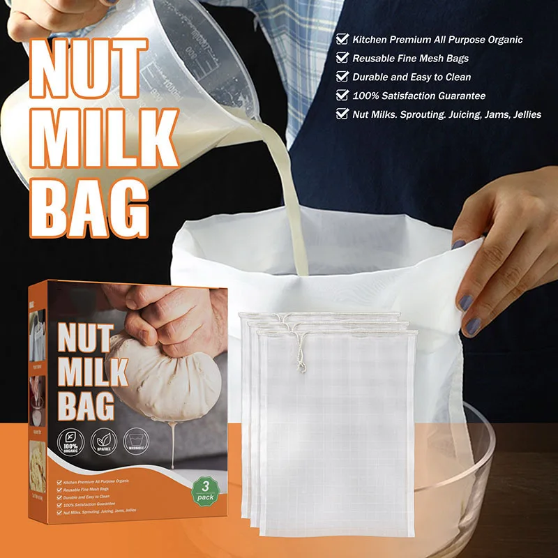 

Food Grade Nylon Filter Bag Reusable Multipurpose Strainer Mesh for Tea Coffee Tea Coffee Cheese Filter Bag SEC88