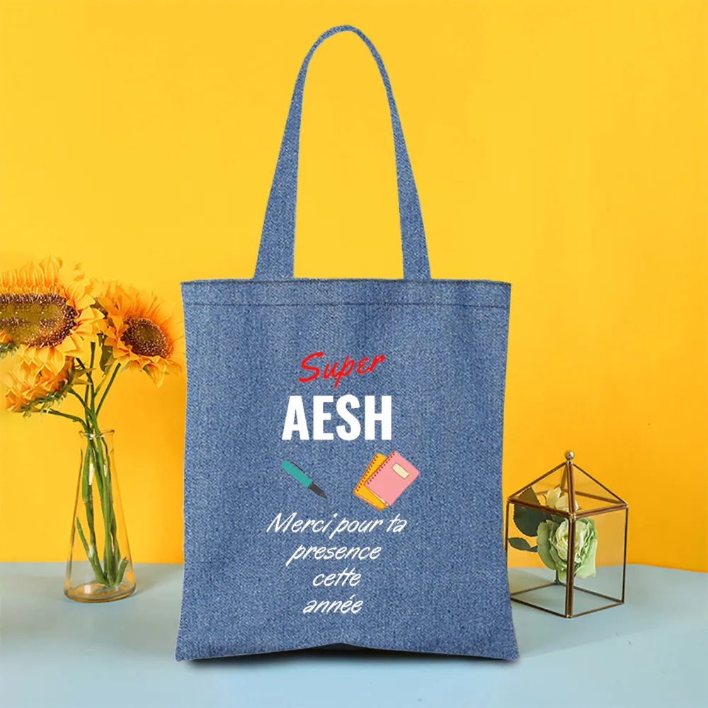 Спасибо за AESH этом году джинсовая сумка на плечо с французским принтом женские