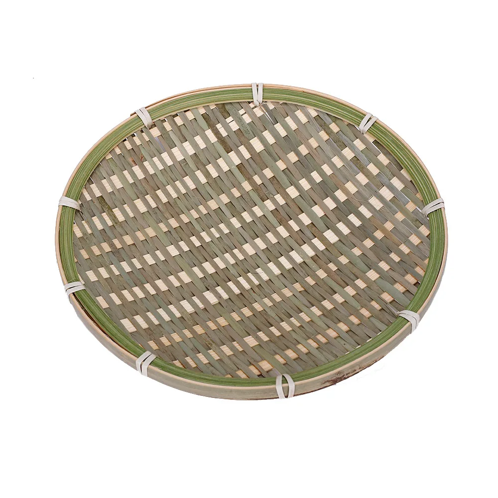 Белый круглый поднос Boho Chic плетеная лоток Плетеный ротанговый плоский овощи