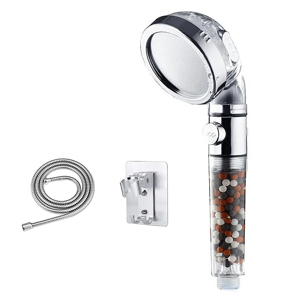 

Bathroom 3 Modes High Pressure Shower Head with On/Off Switch Stop Button Water Saving Ionic Mineral Anion Handheld Showerheads