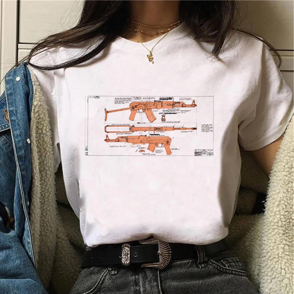 

Ak 47 74 Angle Tee women streetwear summer Y2K t shirt girl funny anime comic clothing