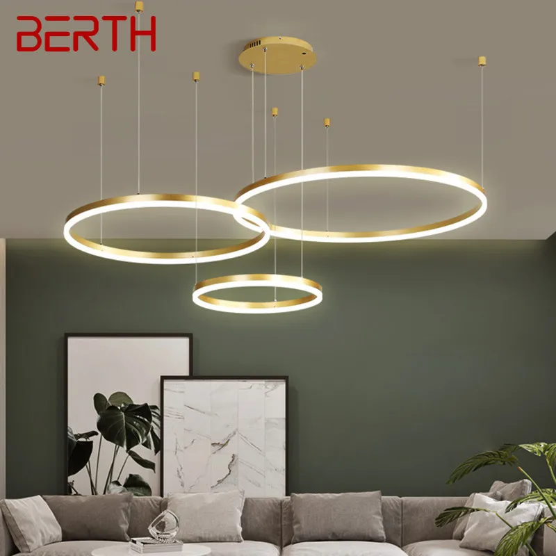 

BERTH Nordic Pendant Lamp Chandeliers 3 Rings Creative LED Gold Decor for Home Living Room Bedroom Vintage