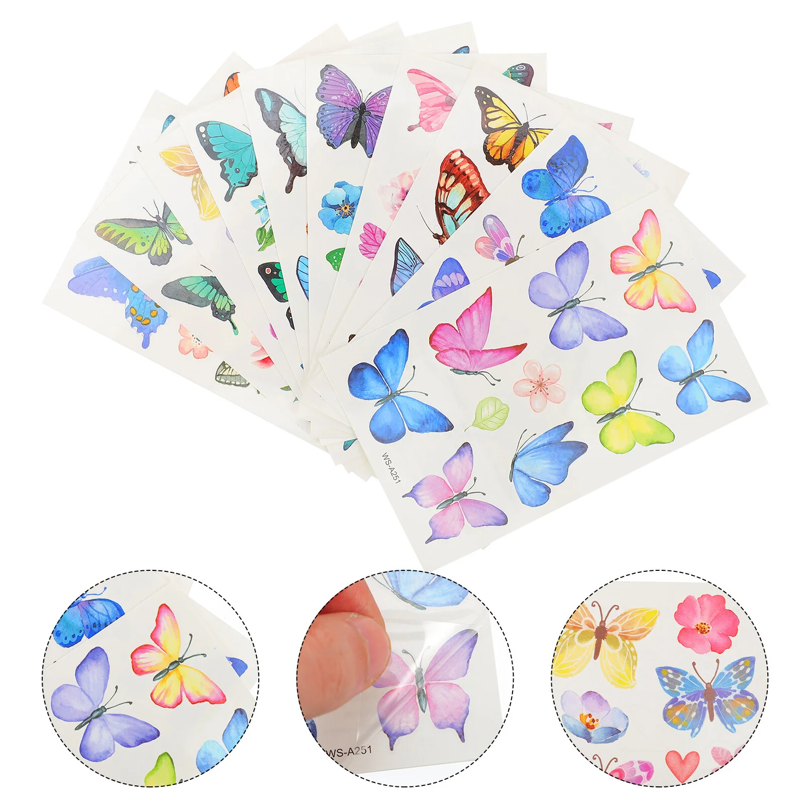 

20 Sheets Butterfly Stickers Butterflies Transfer Decals Kids Tattoos Waterproof Fake Temporary Flash