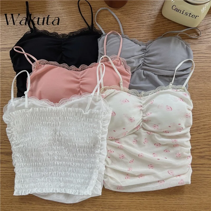 Нежная стильная кружевная внутренняя часть WAKUTA с небольшими бретельками Майки