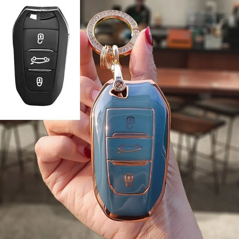 

TPU Car Case Cover For Peugeot 308 408 508 2008 3008 4008 5008 For Citroen C4 C4L C6 C3-XR Remote Shell Keychain Accessories