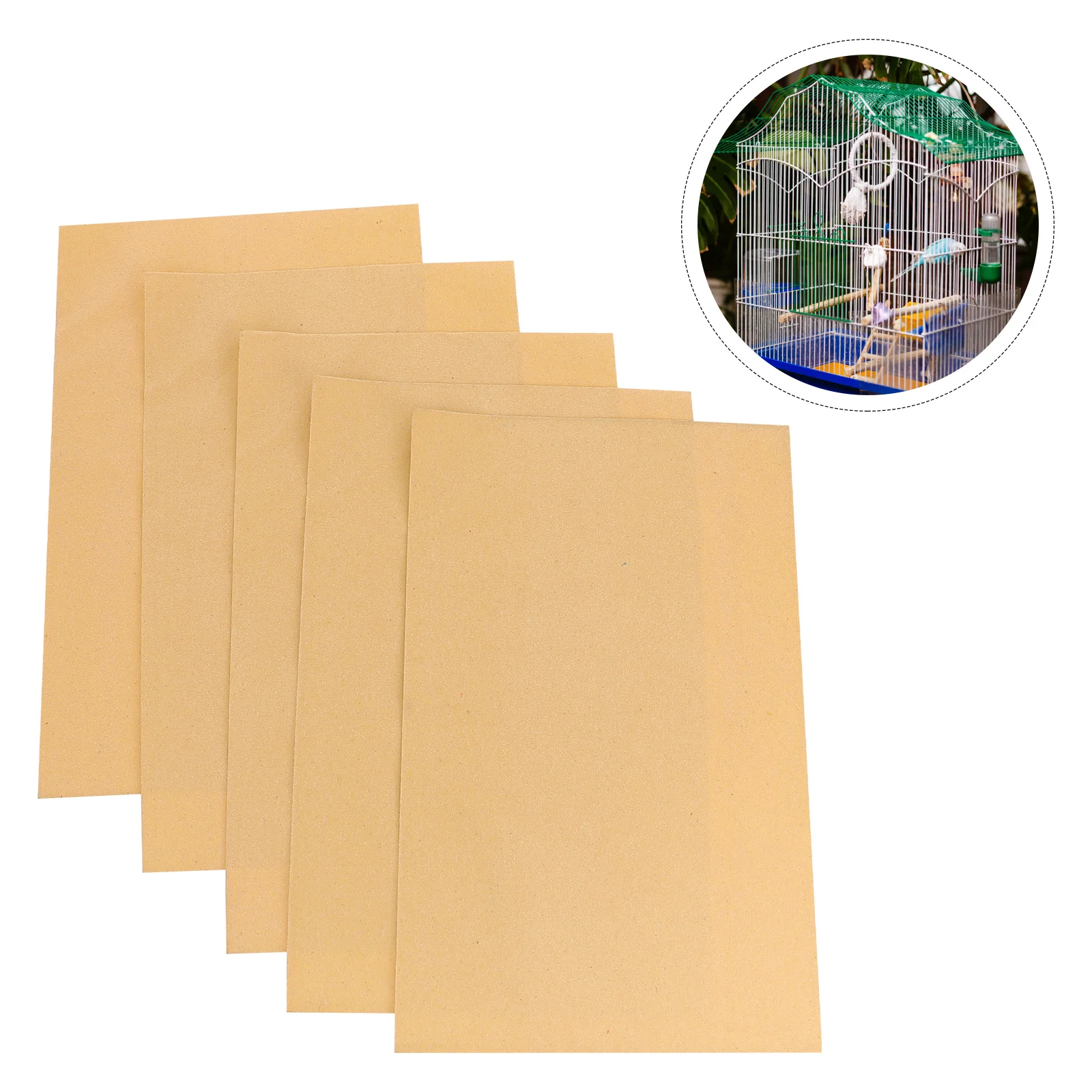 

5pcs Bird Cage Liners Professional Bird Gravel Papers Wear-resistant Bird Mats (Light Yellow)