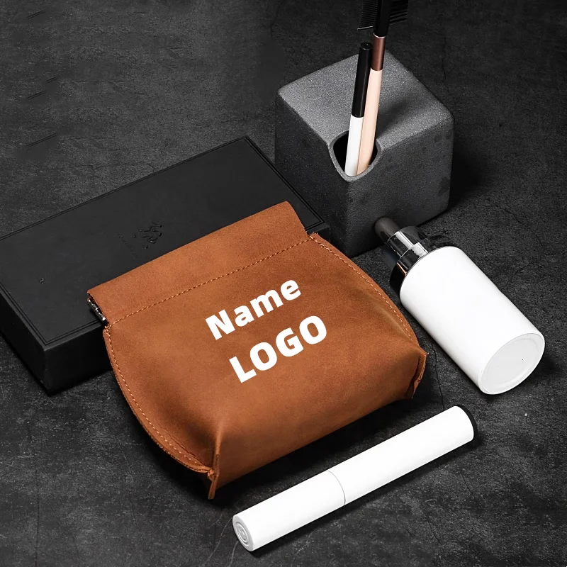 Fashion Pu Leather Earphone Storage Bag Large Size Coin Pocket Purse Wallet Key Organizer Money Change Pouch Custom Name LOGO