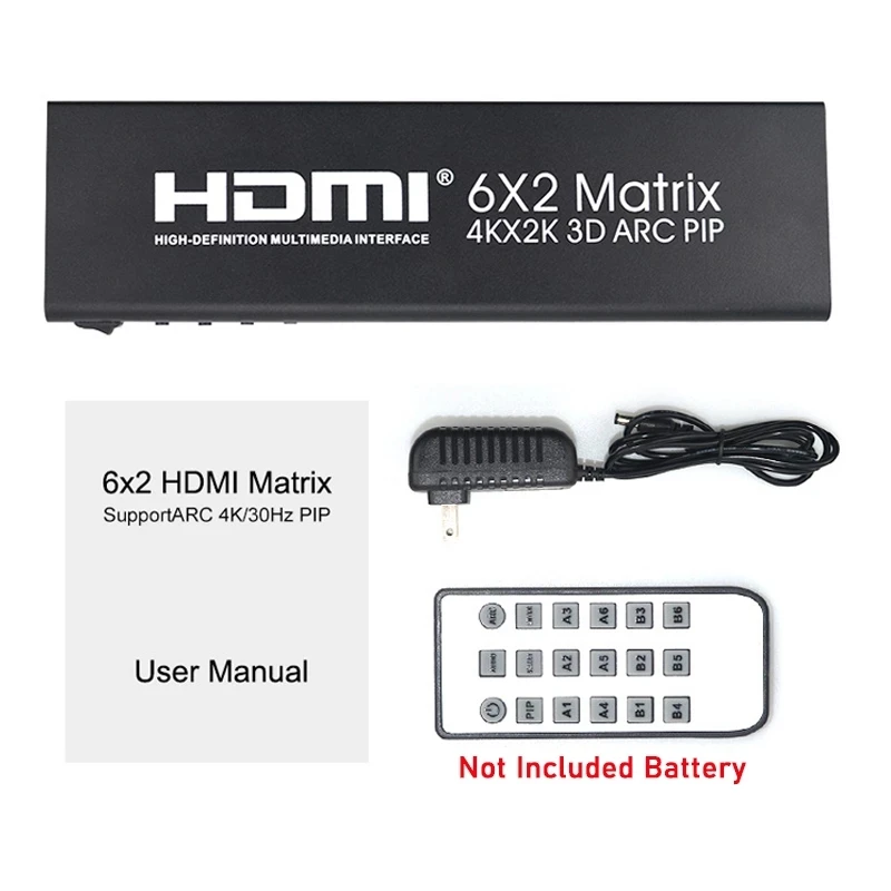 4K HDMI Matrix Switch 6x2 Matrix HDMI Switcher Splitter 6 Channel Input 2 Out Audio Video Converter Support PIP Audio Extractor images - 6