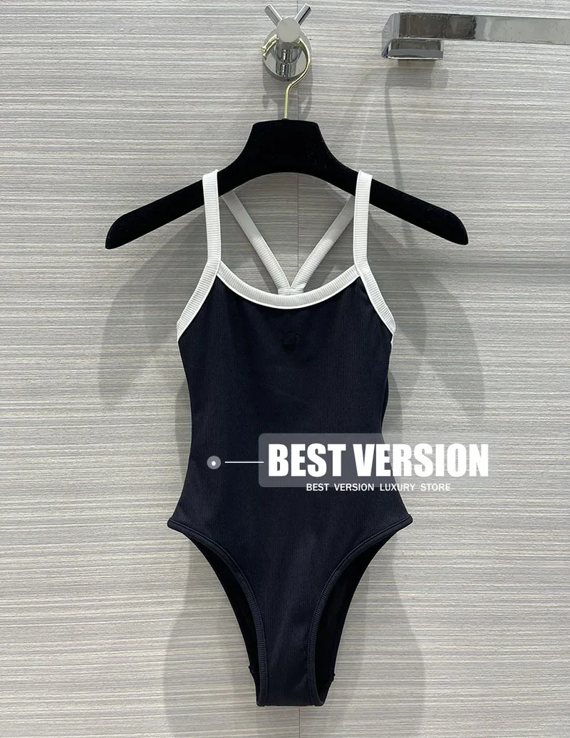 

Best Version Women luxury Branded Sexy Slim Fits bodycon Bodysuit 3D Logoed Brooch 2022 runway summer fashion knitted bodysuits