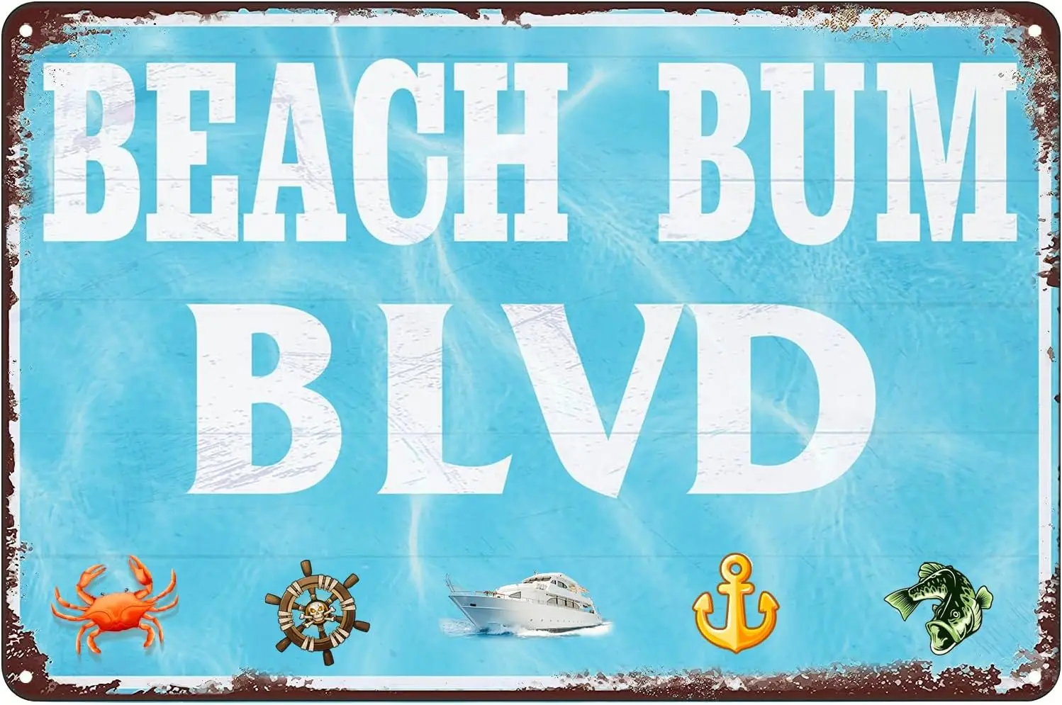 Bech Bum Blvd Metl Sgn Vntge c Lke Hoe Cottge Cbn Cve Wll Decor 12x8 nch