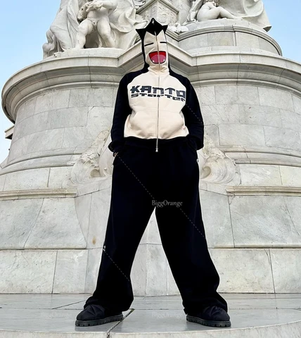 Best Sellers Full Zip Hoodie Demon 3D Horn Streetwear High Quality Hoodies Women High Street Couples Harajuku Goth Sweatshirt