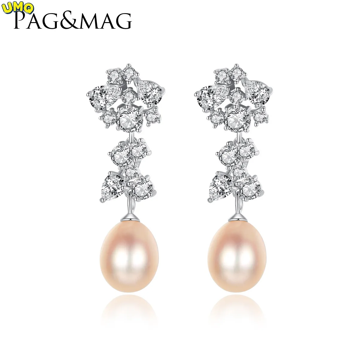 

0.3ct Moissanite Bow Earrings Aaa+ Quality Handpicked Freshwater Cultured Stud Pearl Earrings for Women Bridal Wedding Jewelry