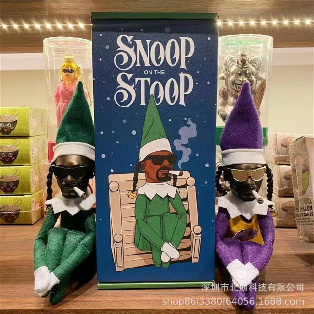 

Snoop On A Stoop Christmas Elf Doll Black Felt Doll Desktop Home Furnishings Christmas Patrick's Day Doll Resin Doll Gift