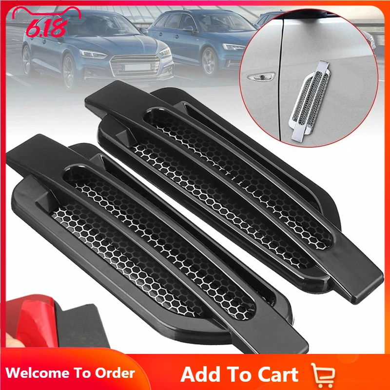 

1 Pair Car Auto Side Air Flow Fender Stickers Intake Vent Grille Duct Cover Decoration ABS Plastic Stickers