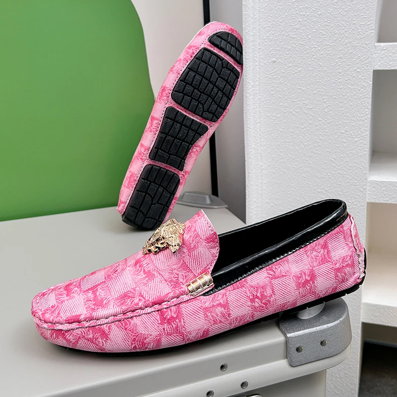 Мужские повседневные Мокасины размера плюс 38-48 мужские деловые туфли розового