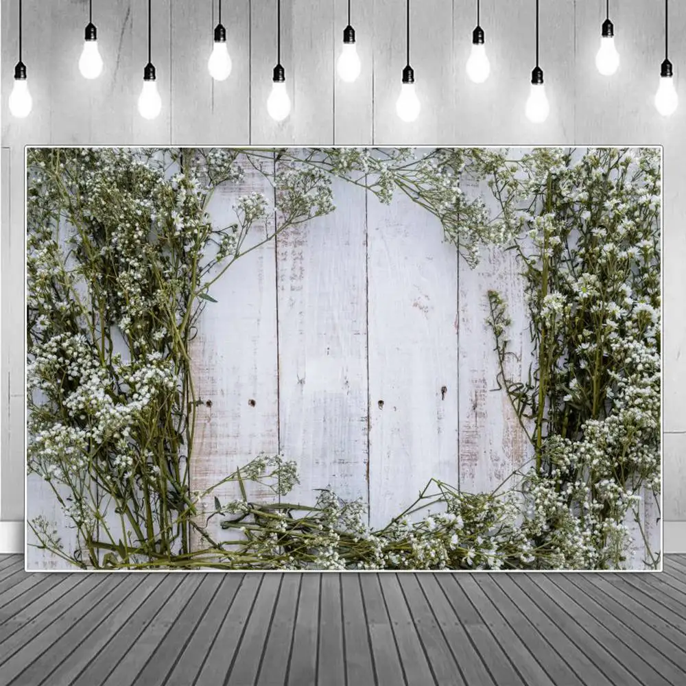 

Withered Dry Flowers Blossom Plank Decoration White Photography Backdrops Wood Grain Faded Log Board Flat Lay Photo Backgrounds