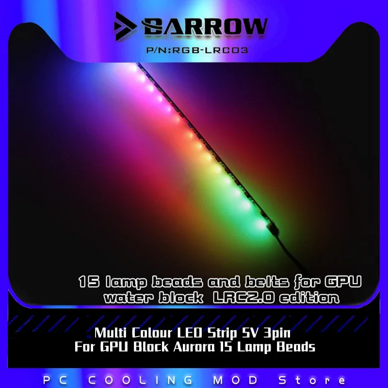 

Многоцветная светодиодная лента Barrow 5 В, 3 контакта для блока графического процессора Aurora 15 ламп с бусинами RGB-LRC03