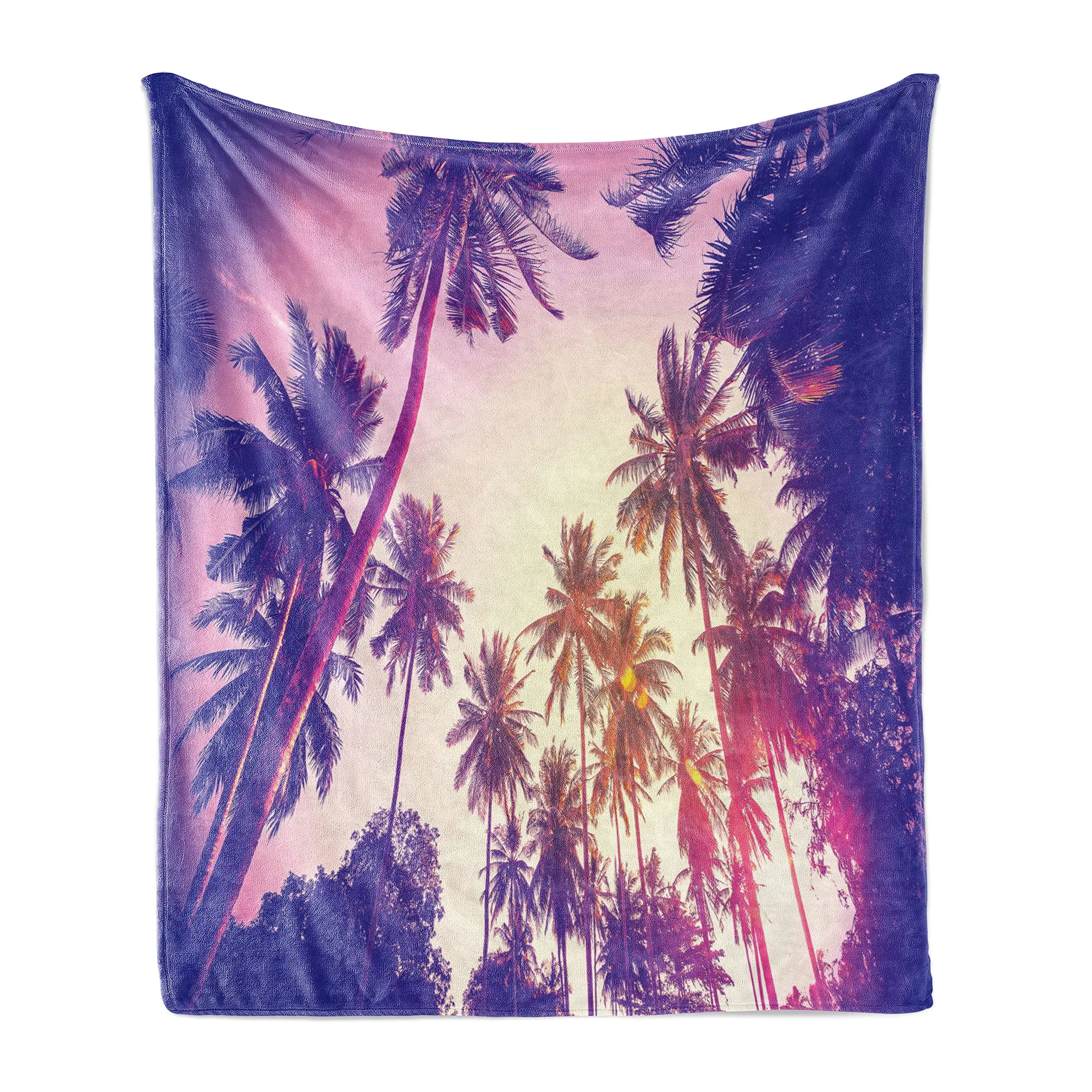 

Blanket Hawaiian Soft Flannel Throw Blanket Coconut Palm Tree and Lawn on The Sandy Poipu Beach In Hawaii Kauai Print Cozy Plush