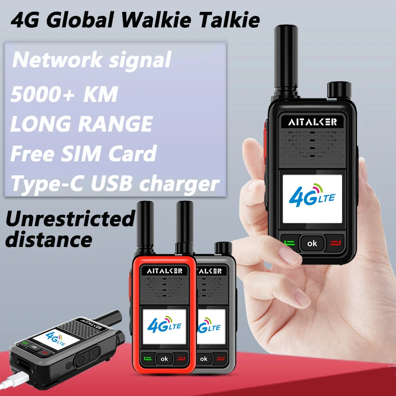 

DP1400 Walkie Talkie 4G Radio With Sim Card 50KM 5G Long Range Two Way Radio Walki Talki Profesional Powerful 50W PoC Network