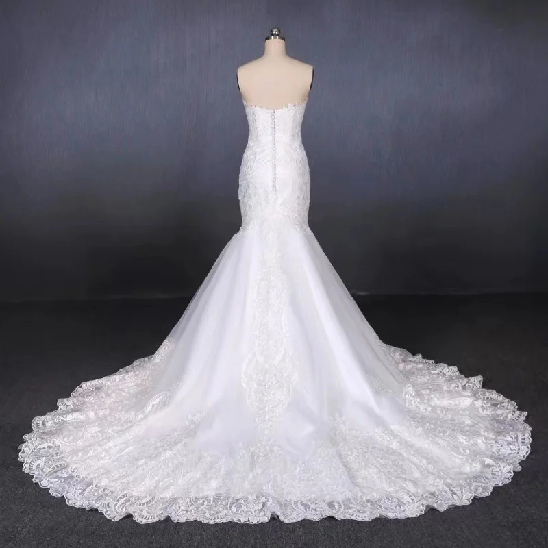 

Wedding Dress Mermaid V Neck Sleeveless Appliques Strapless Bridal Gowns Plus Size Floor Lace Length Stylish Vestido De Novia