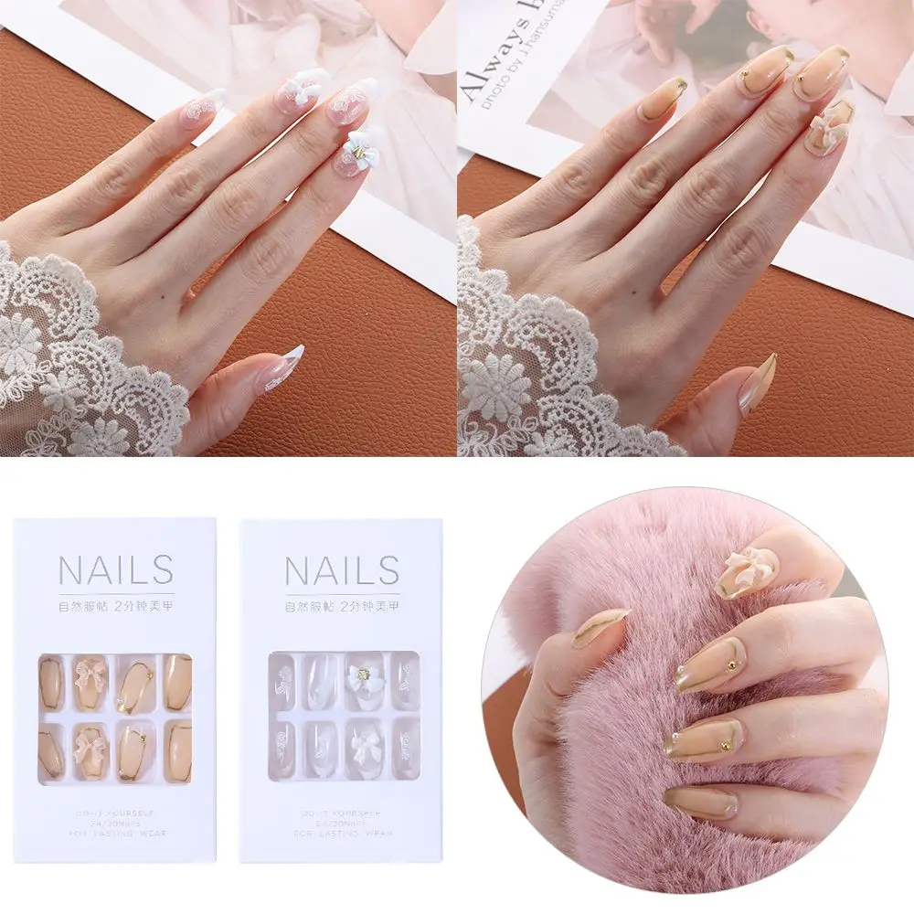 24 шт./компл. съемные короткие накладные ногти в форме роз на День святого